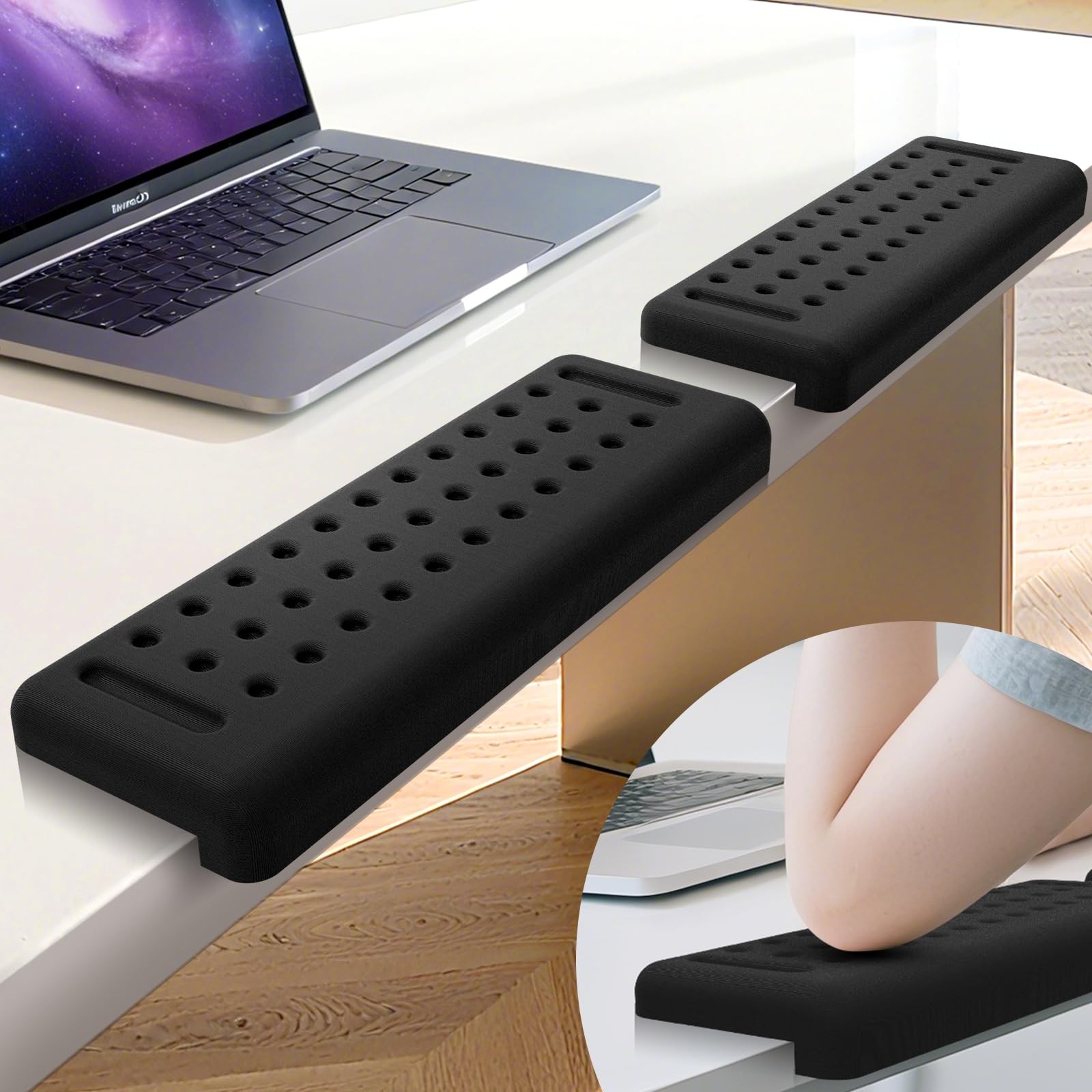 L-Shaped Desk Edge Cushion, 2 PCS Elbow Rest for Desk, Black