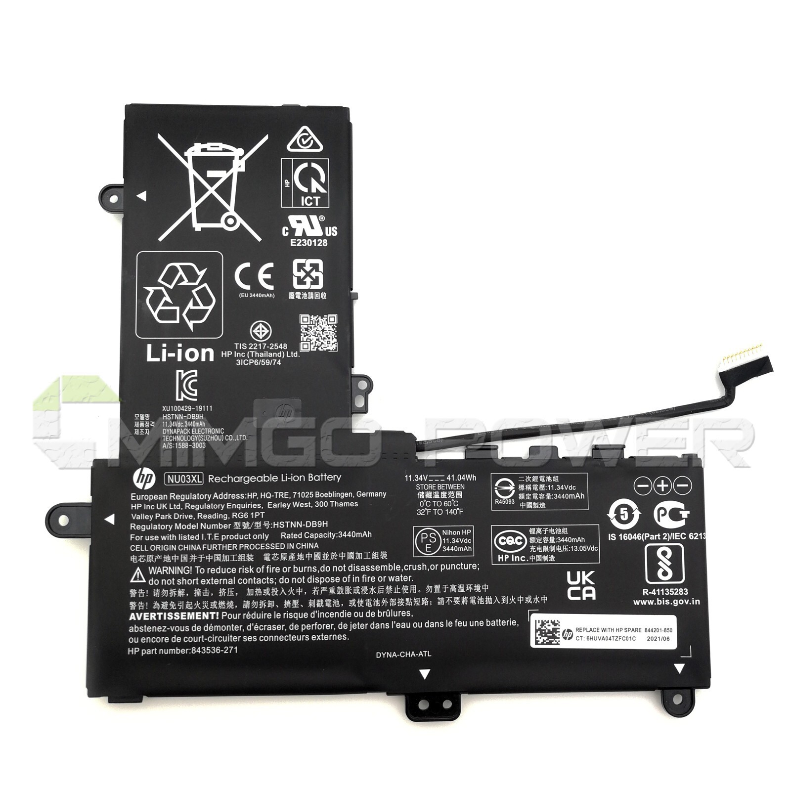 New Genuine NU03XL Battery for HP Pavilion X360 11-u000 HSTNN-UB6V 843536-541