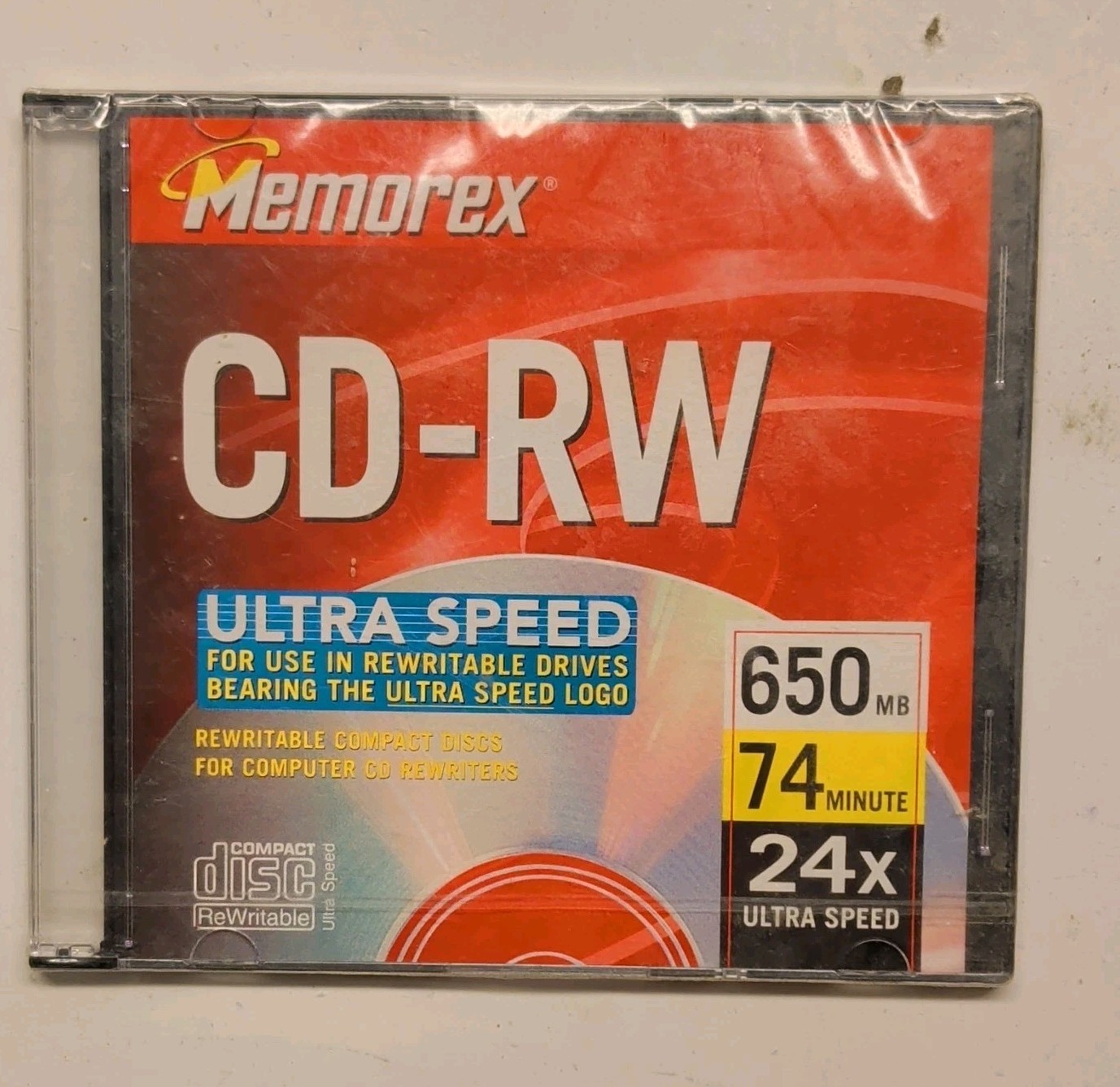 Memorex Ultra Speed CD-RW 650MB 74-Min 24x ReWritable Disc Jewel Case NOS