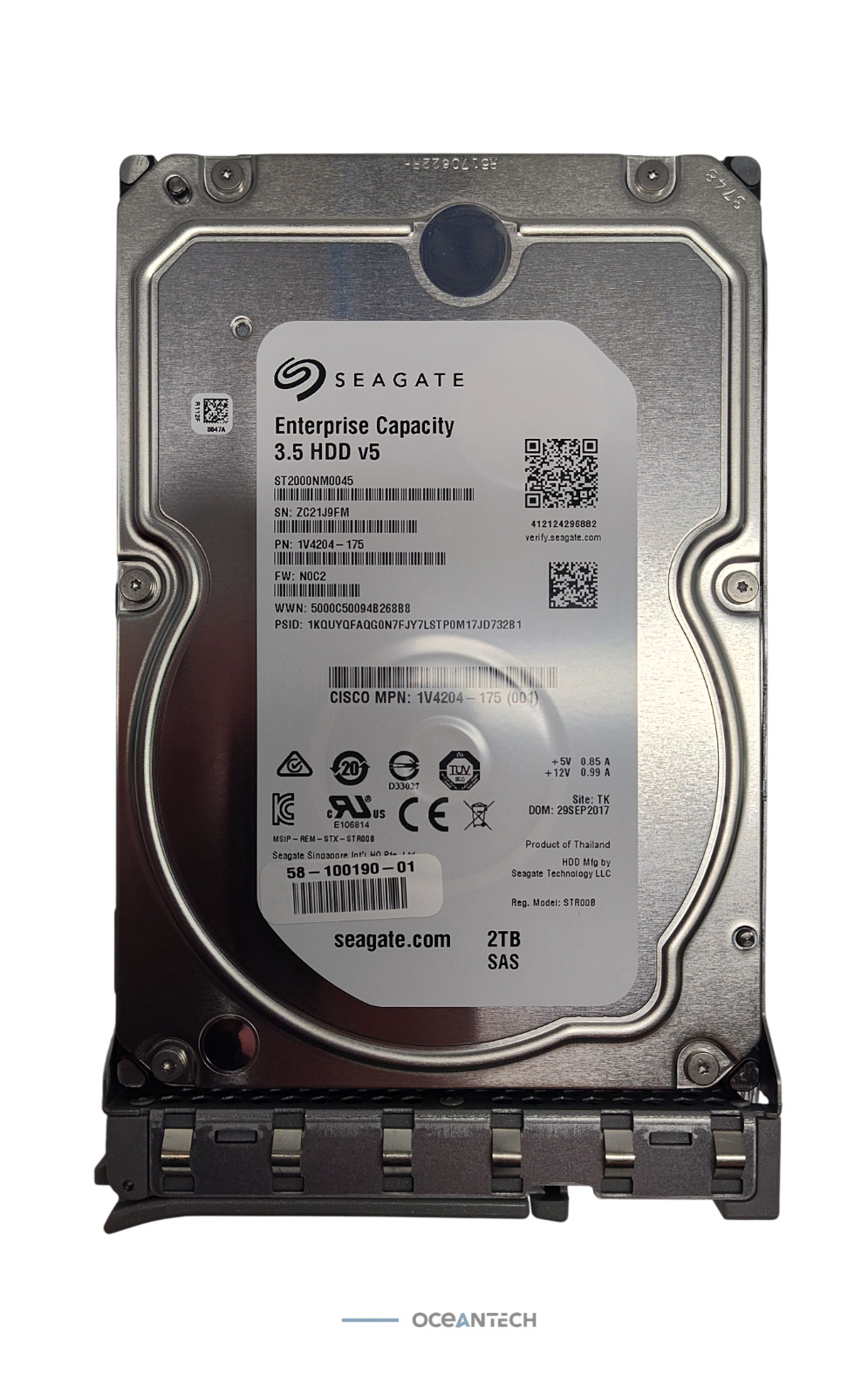 Seagate / Cisco  58-100190-01 / ST2000NM0045 2TB 3.5" SAS 12Gbps 7.2K HDD