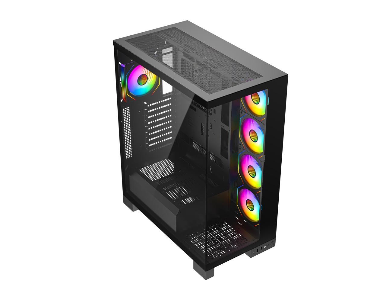 Vanguard-F2-Pro Black Dual USB3.0 and Type C Tempered Glass ATX Full DIYPC