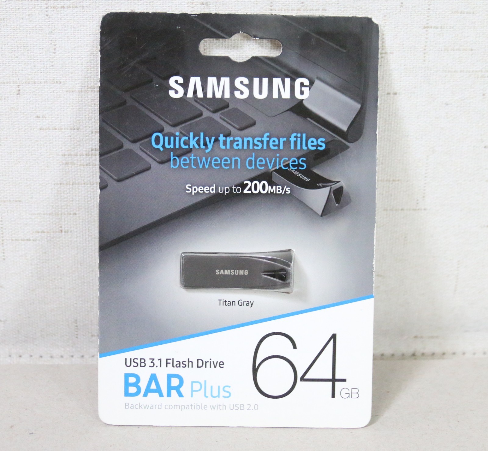 BRAND NEW Samsung Bar Plus 64Gb USB 3.1 Flash Drive Titan Gray 300MB/s