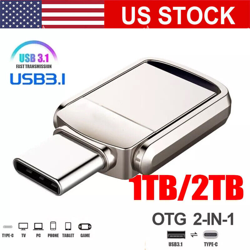 1TB/2TB Type C USB 3.0 Flash Drive Thumb Drive Memory Stick for PC Laptop US New