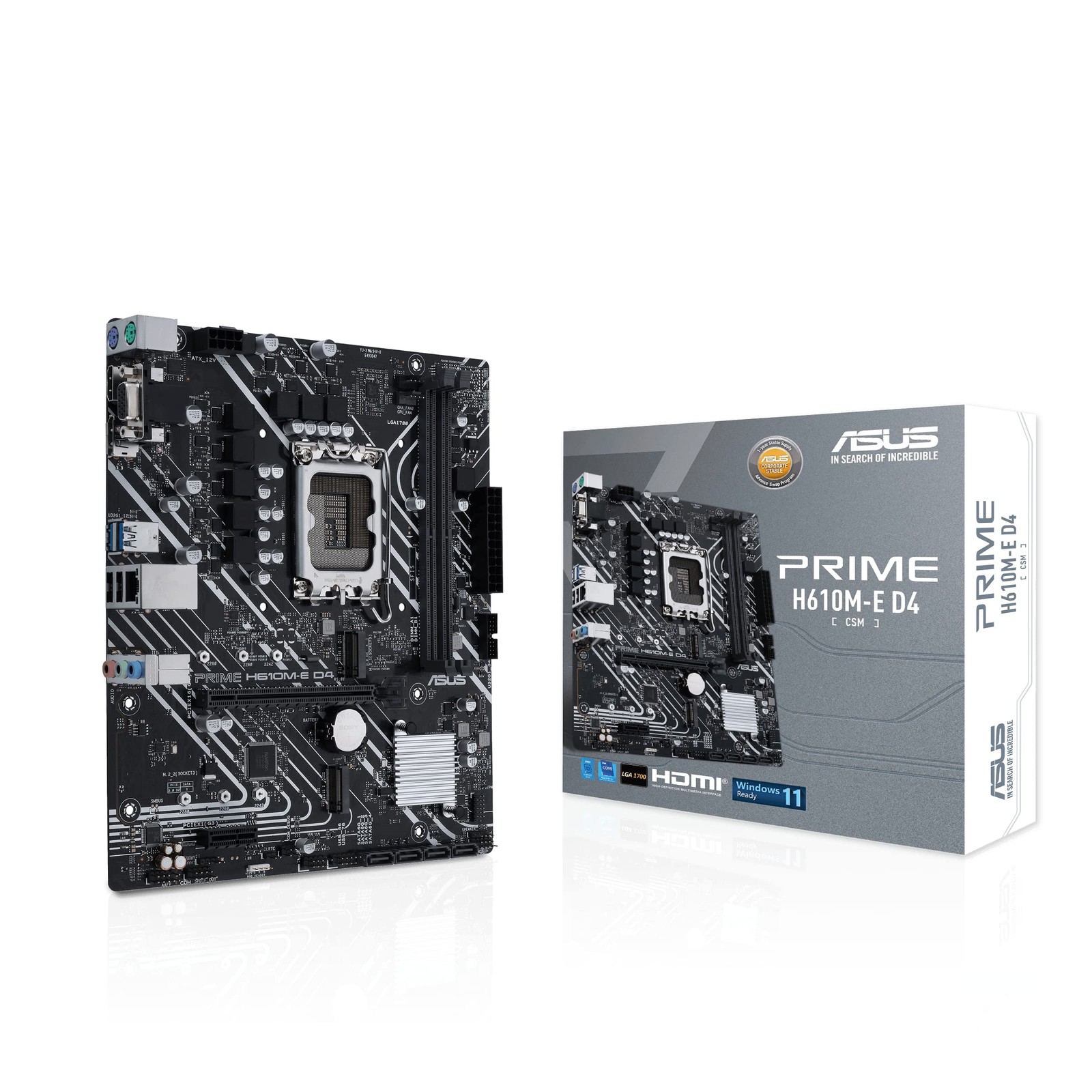 ASUS PRIME H610I-PLUS D4-CSM Intel H610 (LGA 1700) H610M-E|DDR4|M.2x2, BLACK