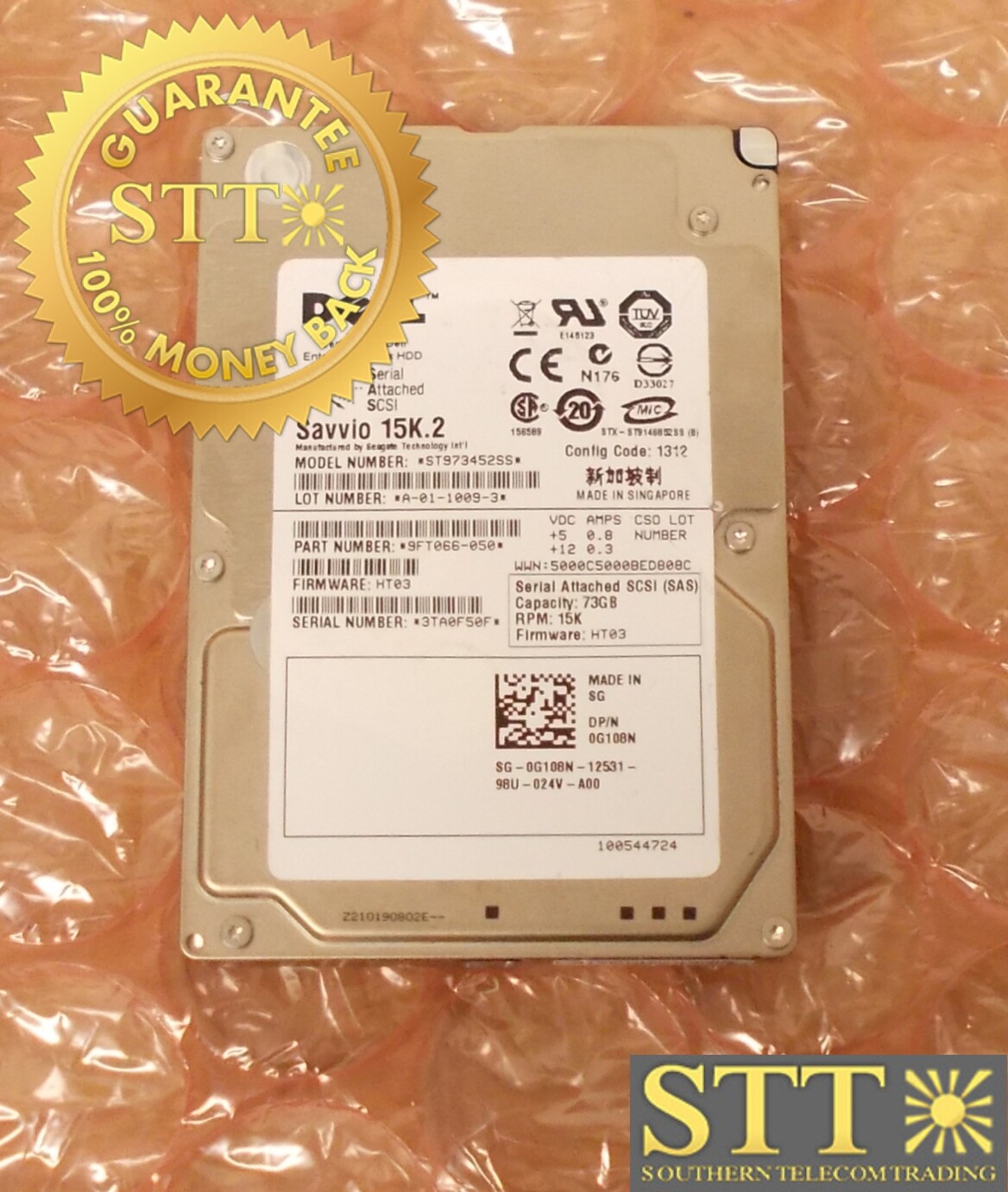 0G108N DELL SAVVIO 15K.2 73GB 15K RPM 3G/S SAS 2.5" HARD DRIVE 