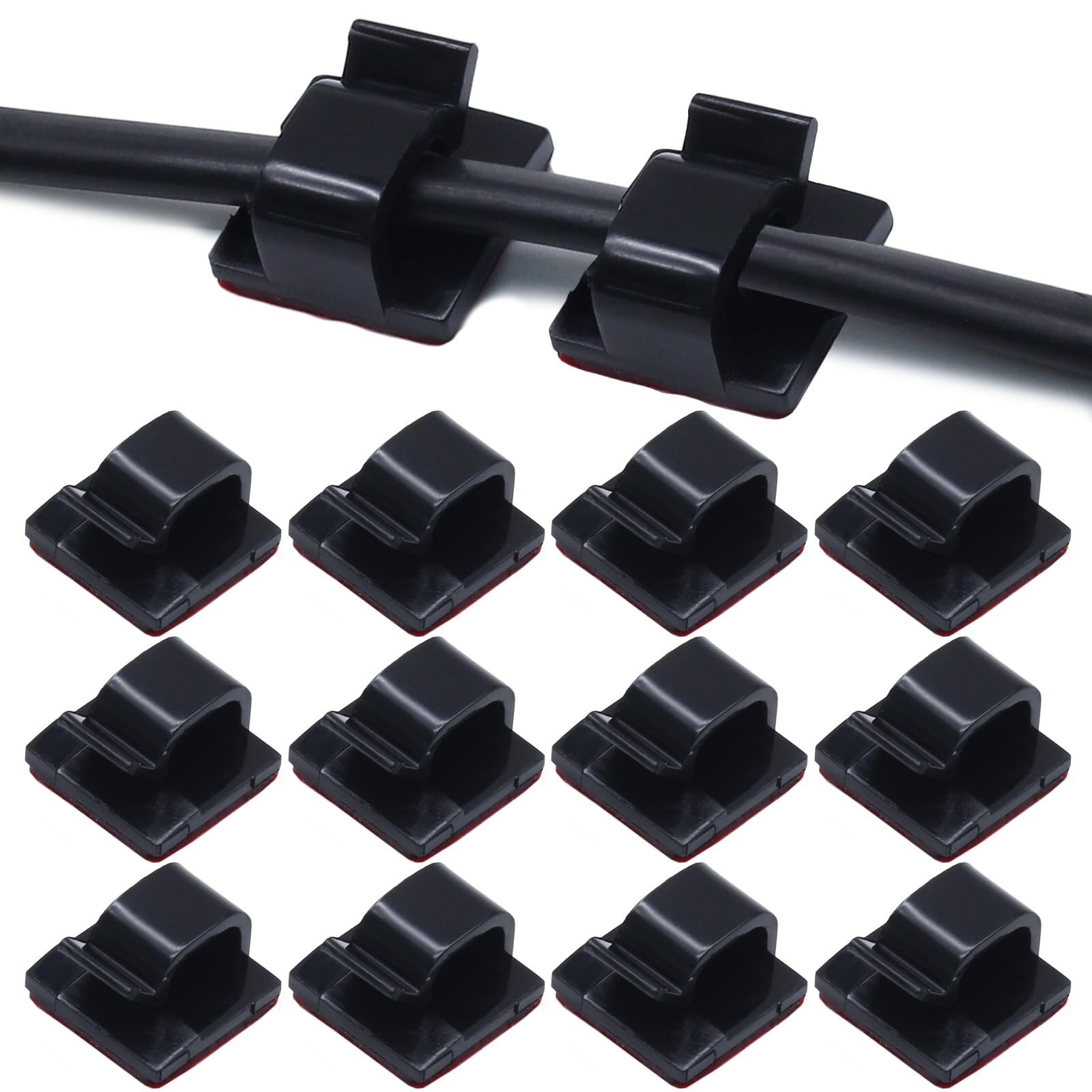 100 PCS Black Cable Clips Adhesive