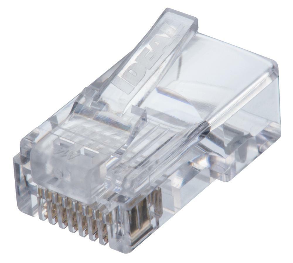RJ45 CAT6 FEED THROUGH PLUG, 25PK, CABLE MOUNT, CONNECTOR ORIENTATION FOR IDEAL