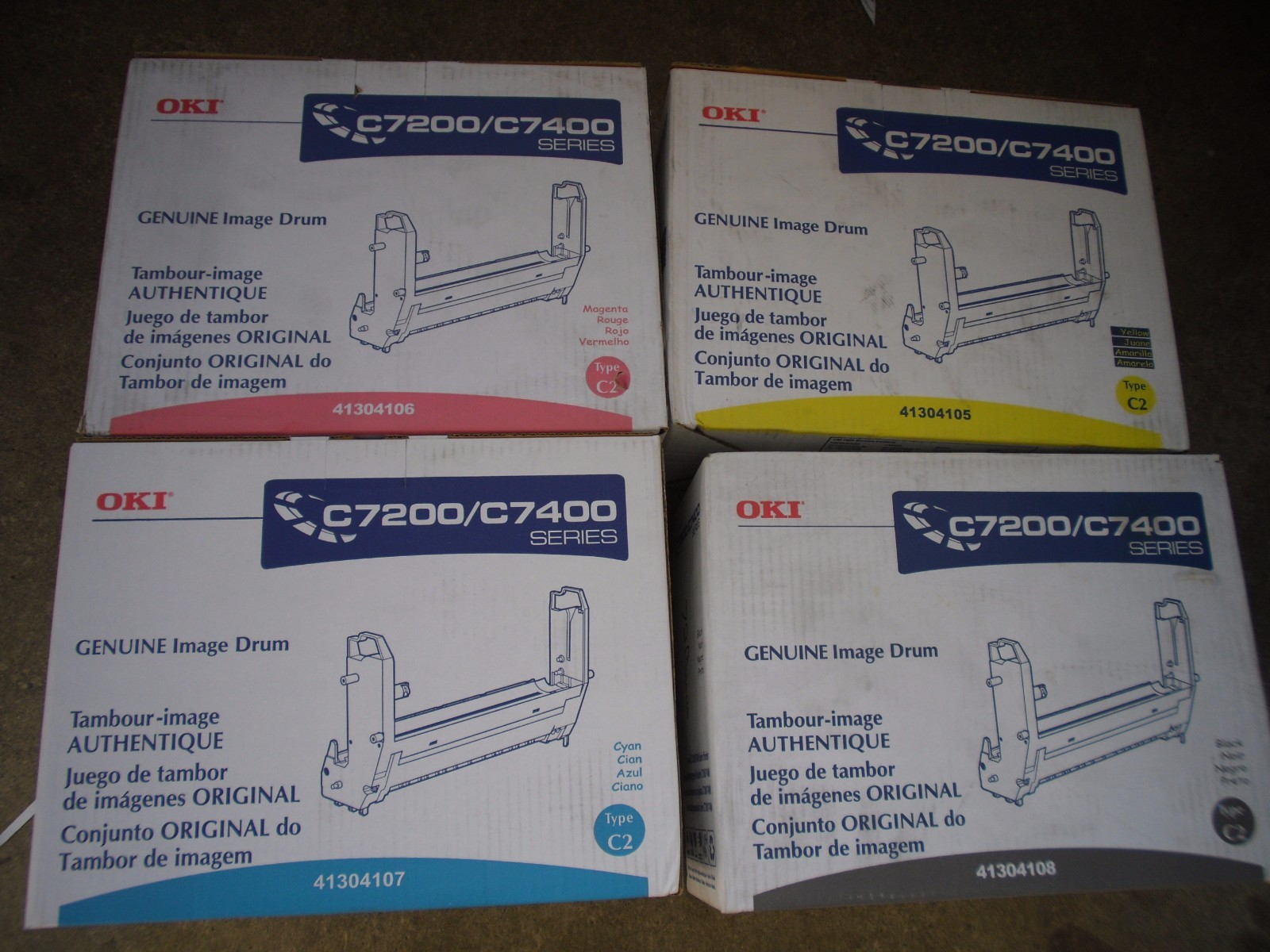 4 Genuine OKI OKIDATA C7000 C7200 C7200N C7400dnx C2 Image Drum Unit 41304106