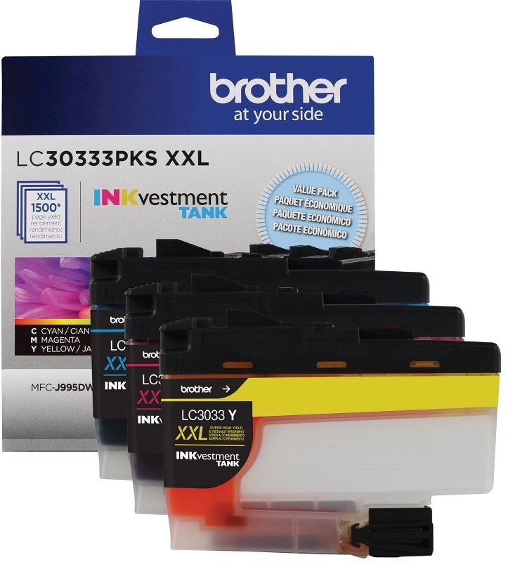 Set 3 Genuine Brother LC3033 XXl Cyan Mag Yel Inks SEALED BAG NO BOX LC30333PKS