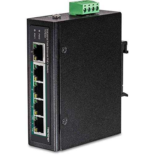 Trendnet TIPE50 5-Port Industrial Fast Ethernet PoE+ Switch Black