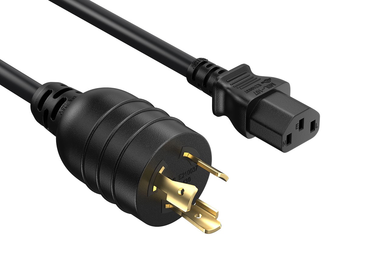 12ft NEMA L5-20P to C13 Heavy Duty Power Cord, 14 AWG, 15A/125V, Black
