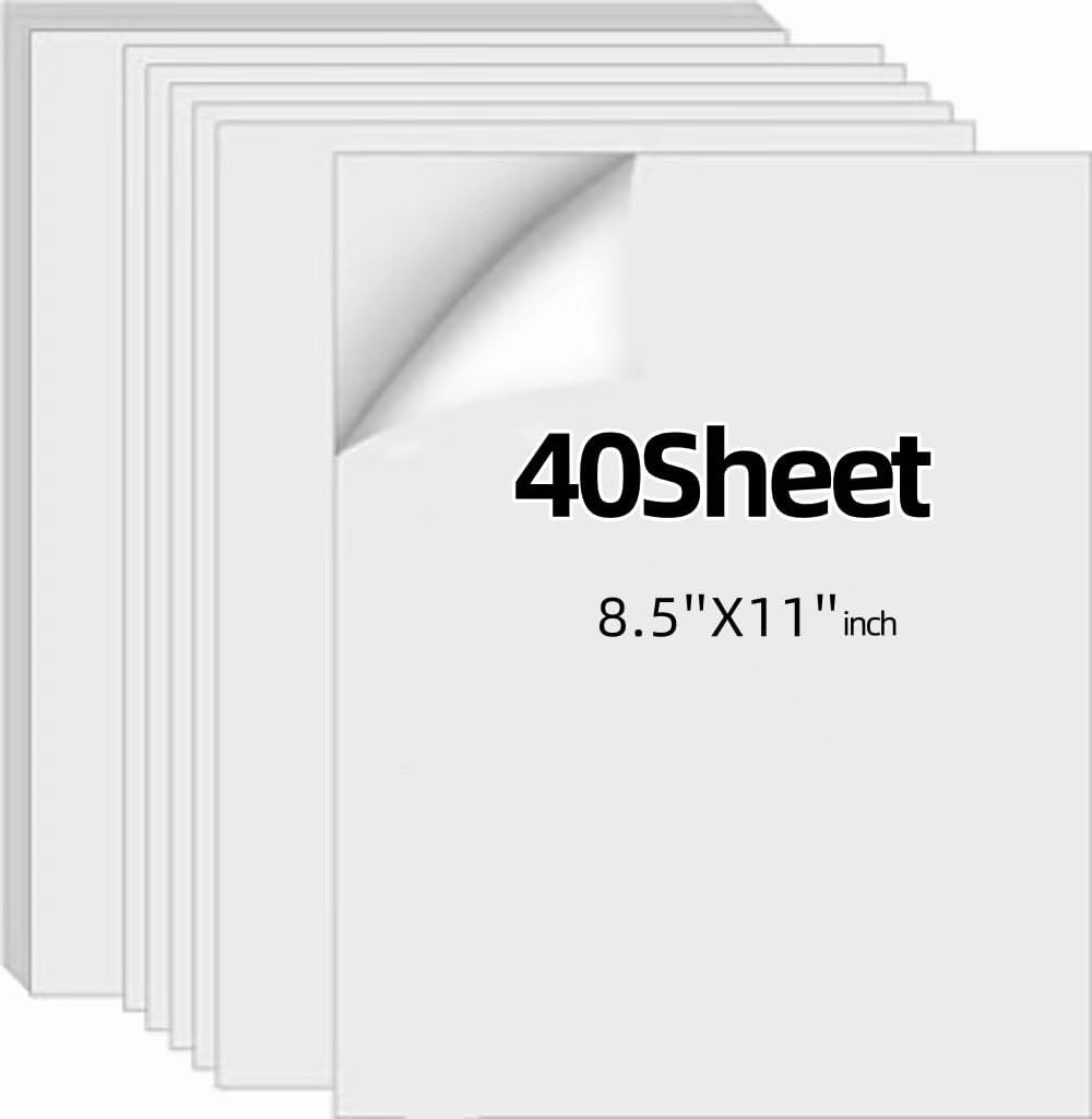 Sticker Paper for Inkjet Printer, 8.5" X 11", Matte, 40 Sheets