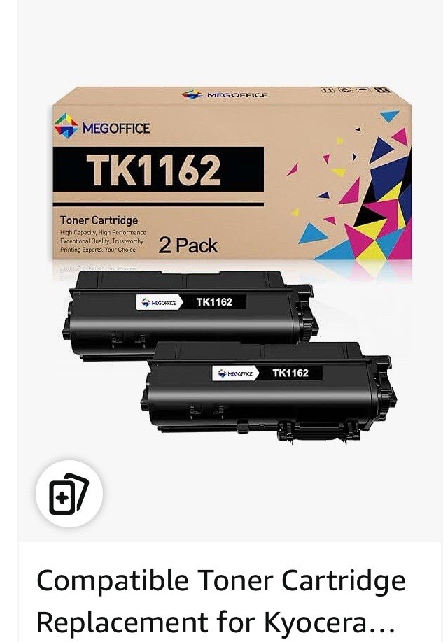 MO Brand Toner/Cartridges Black Part# 1T02RY0US0, TK-1162 2 Pack