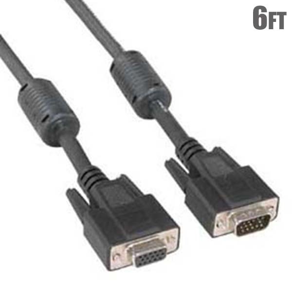 6-100FT 15pin SVGA VGA Male to Female Cable Extension Cord w/ Ferrite Cores LOT