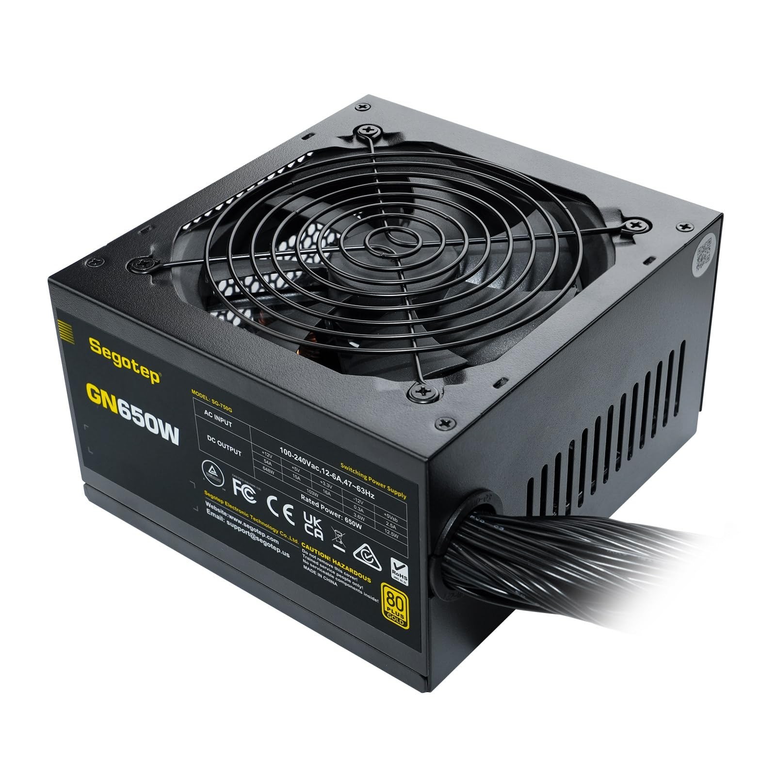 650W ATX Power Supply, 80 Plus Gold, Non-Modular, 6+2 Pin, PFC Protection, Silen