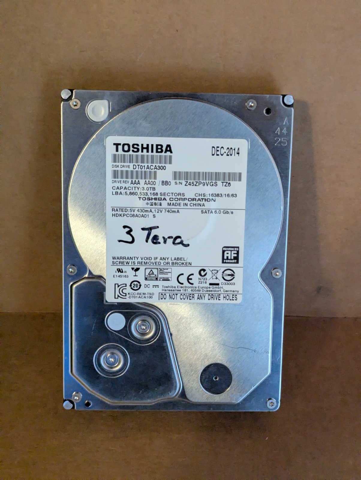 Toshiba 3TB DT01ACA300 3.5" HDD SATA Hard Drive - TESTED WORKS
