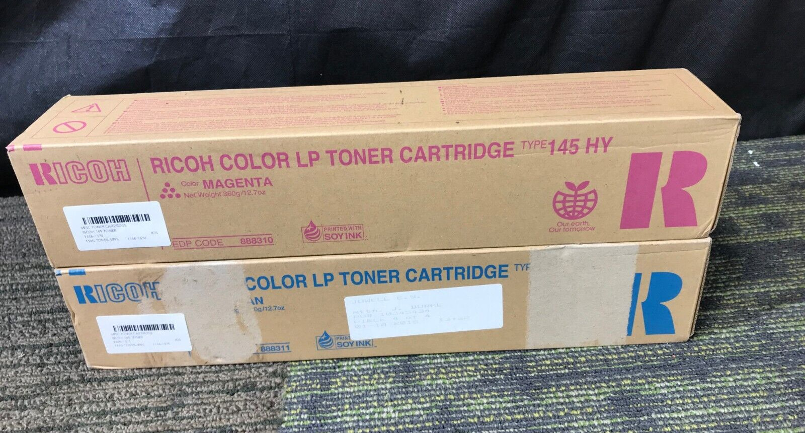 (LOT OF 2) Ricoh Savin Lanier MAGENTA/CYAN Color LP Toner Cartridge Type 145 HY