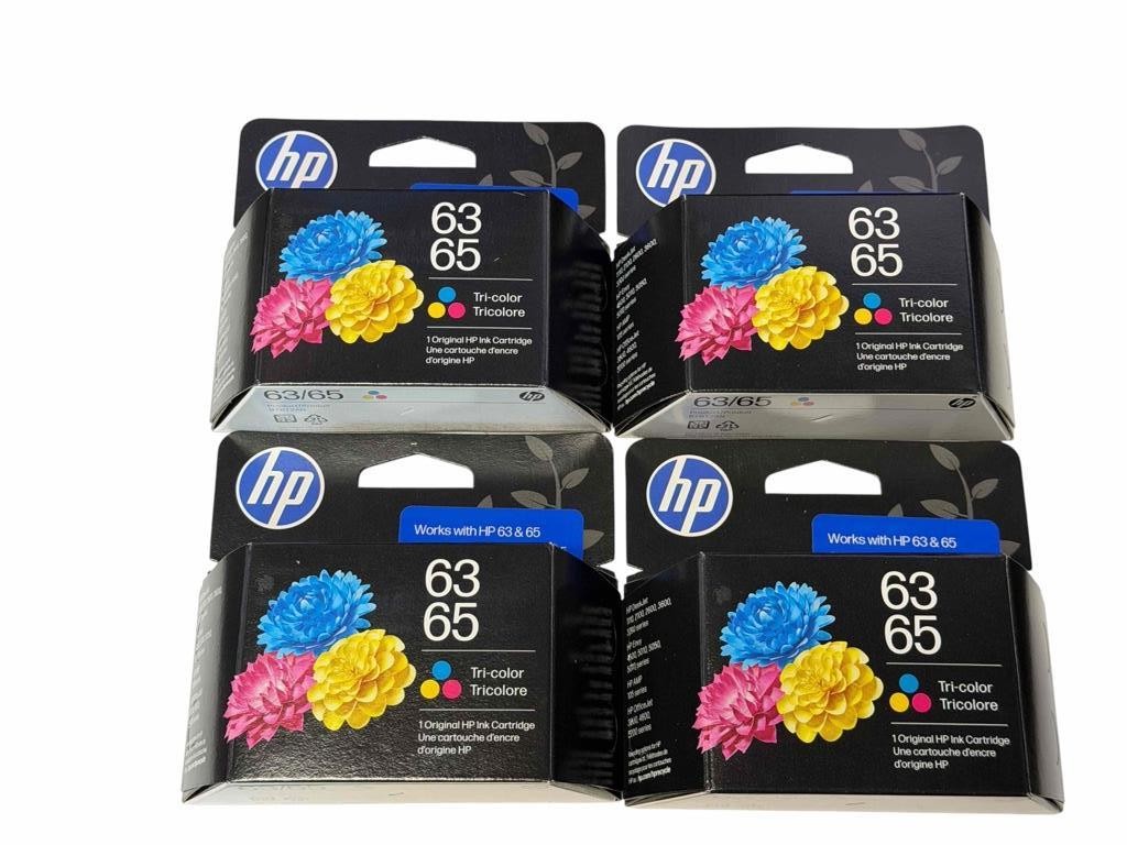 NEW 4 Pack Genuine Original HP Tri Color 63 65 B7RT2AN Ink Cartridge Exp 12/2027