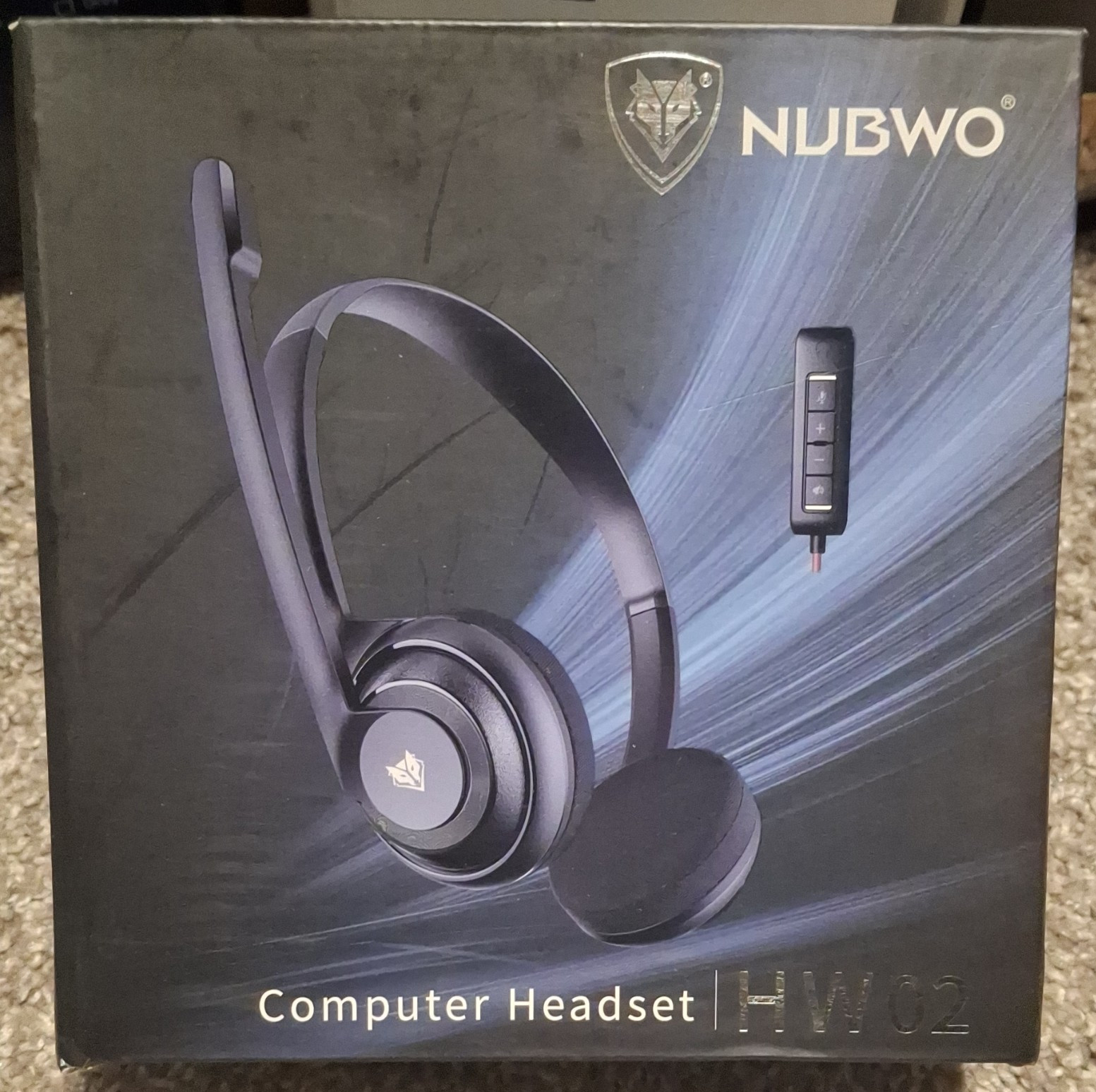 NUBWO HW02 Wired On-Ear Headset 3.5mm/USB Boom Mic Inline Control Black