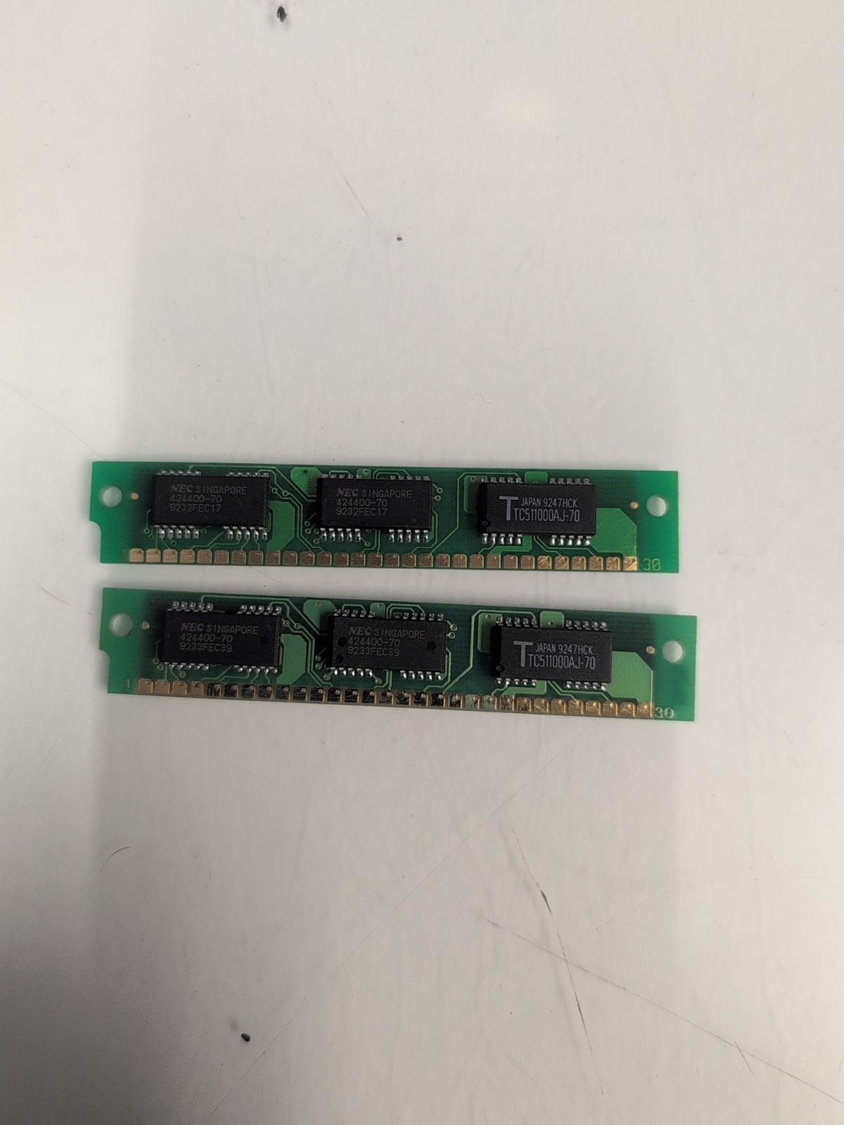 Lot of 2  Toshiba 1MB Module Simm 14 TC511000AJ-70 30-PIN Memory RAM -