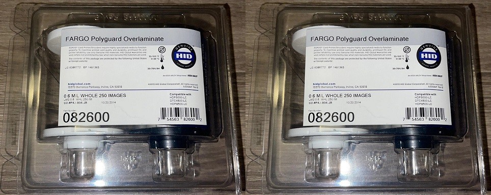 2 Sealed Genuine HID FARGO PolyGuard 0.6 mil Overlaminate 082600 for HDP 5000