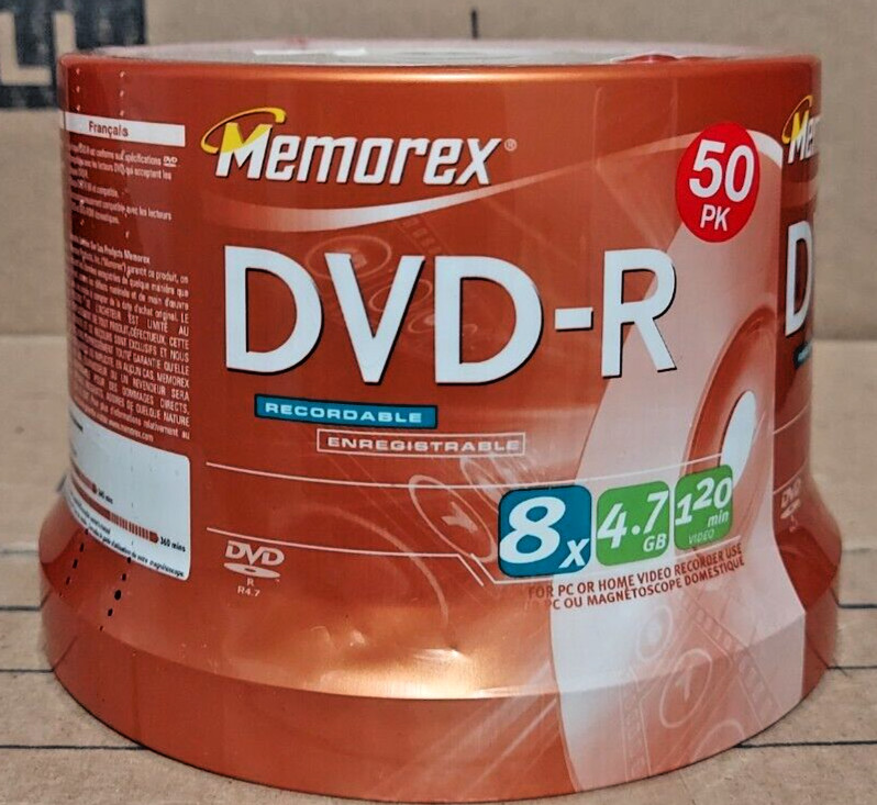 Memorex DVD-R 50 Pack 16X 4.7GB 120 Min Brand NEW Factory Sealed