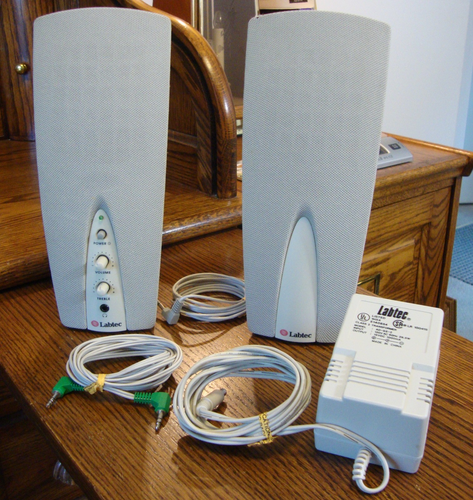 Labtec LCS-1030 Wired Desktop Speakers w/ Power Adapter & Cords