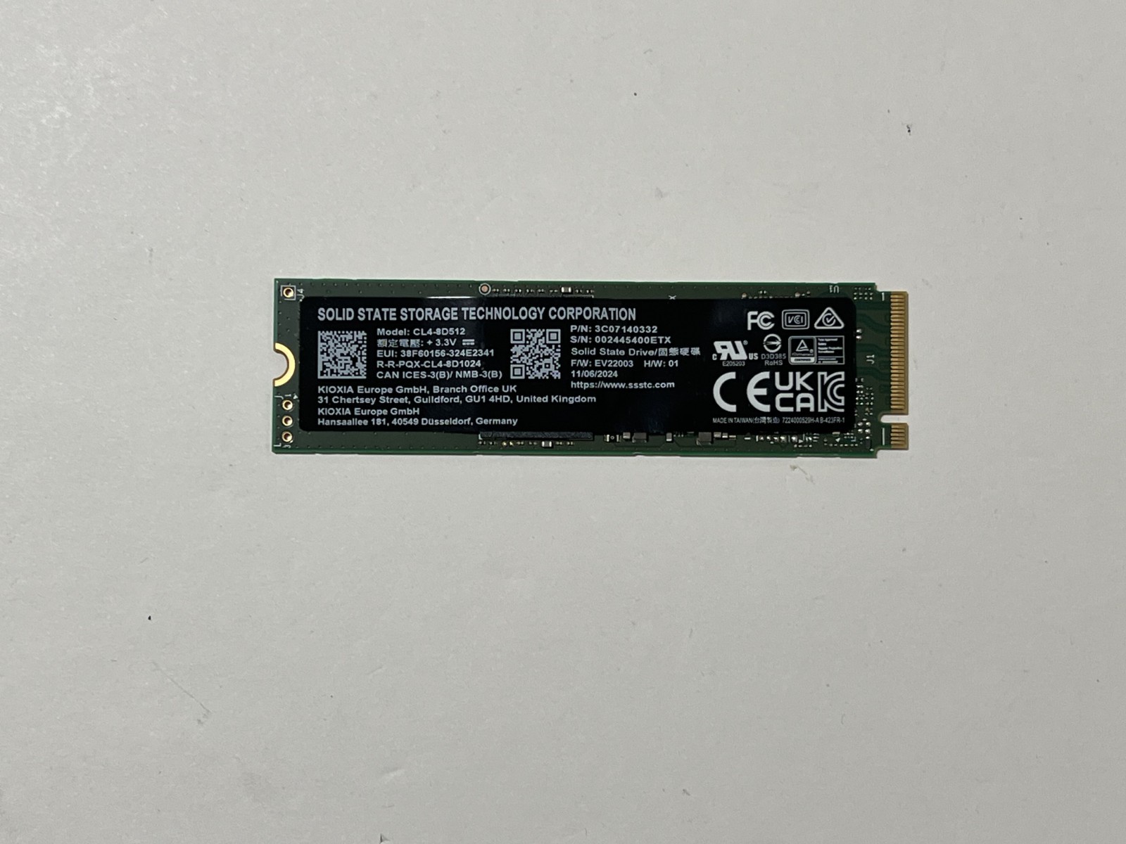 SSSTC 512GB M.2 NVMe 22x80 PCIe Gen4 x4 Solid State Drive CL4-8D512 #ETX