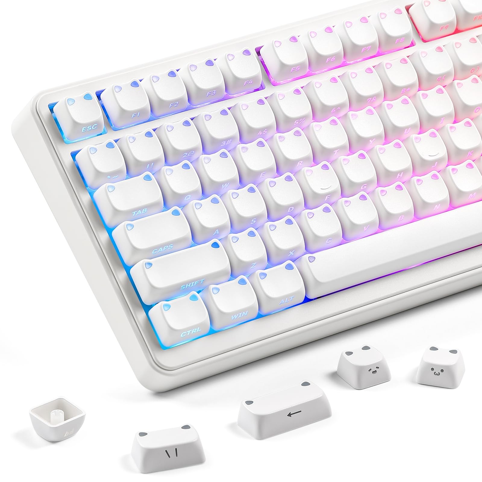 Pink Ice Cream MOG Profile PBT Keycaps Set 138 Keys Mechanical Gaming Board