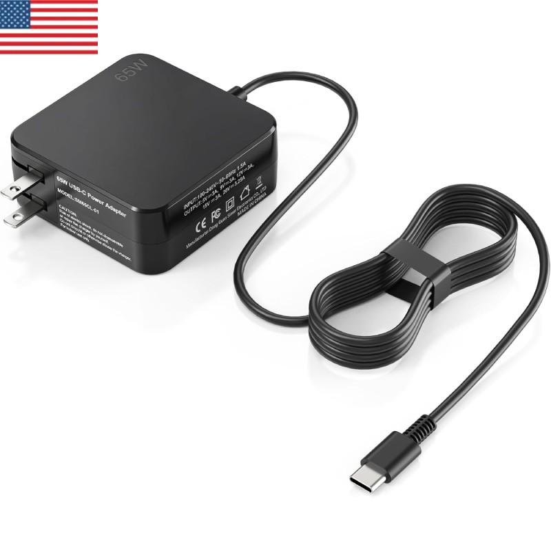 65W USB-C Charger for Lenovo ThinkPad Thinkbook T14 T15 X1 X13 E15 T480s T490