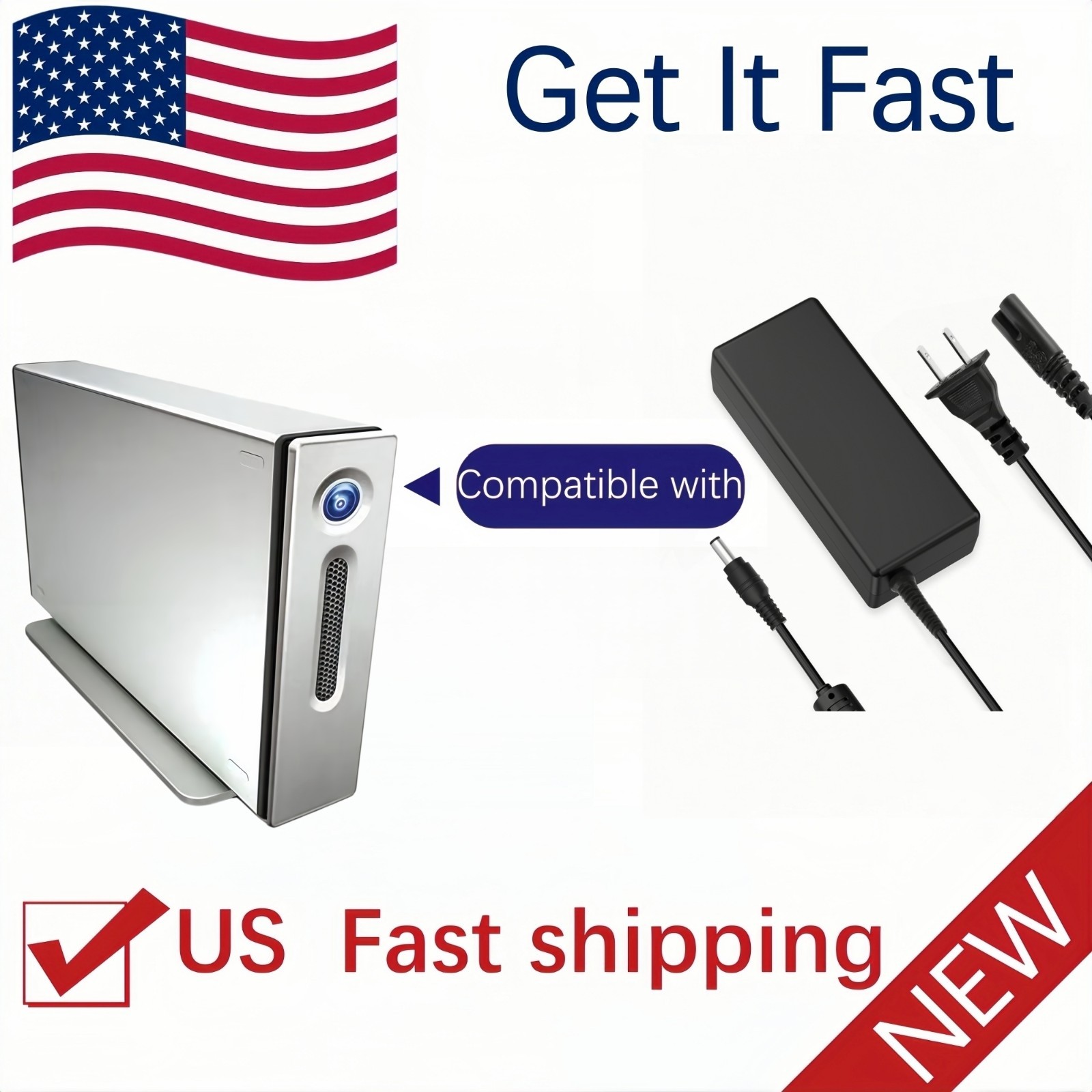 4-Pin 5V / 12V AC Adapter Power For AcomData External Subsystems Hard Disk Drive