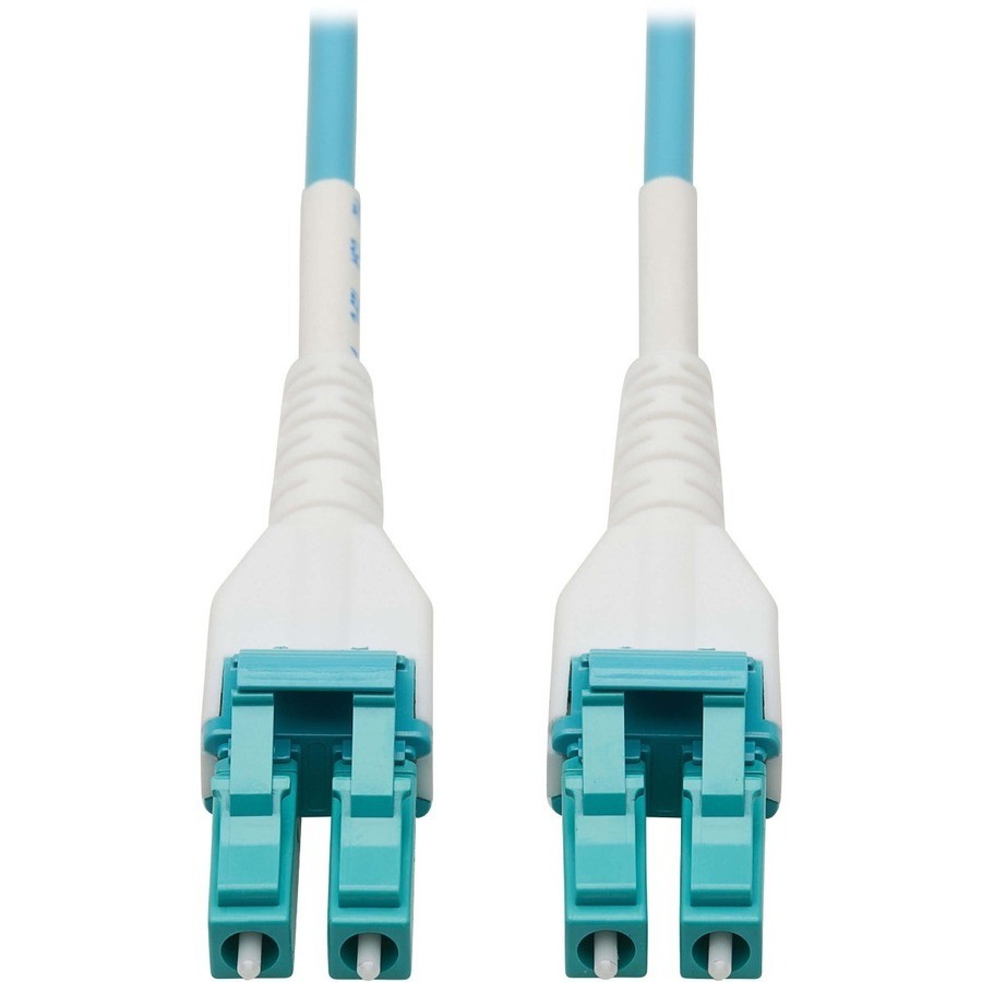 Tripp Lite 100G Duplex Multimode 50/125 OM4 Armored Fiber Optic Cable, Aqua 100m