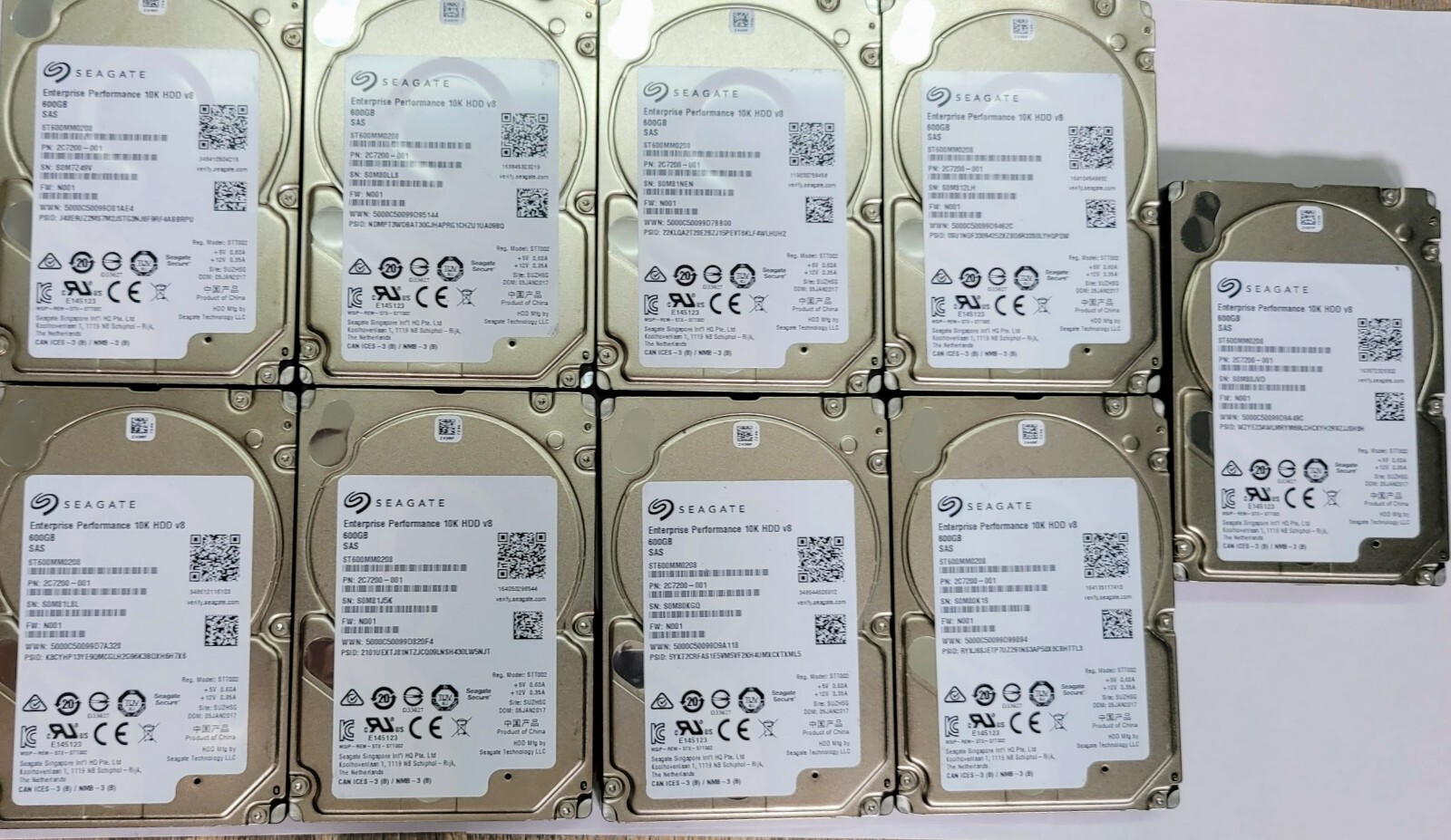 Lot of 9 Seagate 600GB 2.5" 12G SAS HDD -ST600MM0208