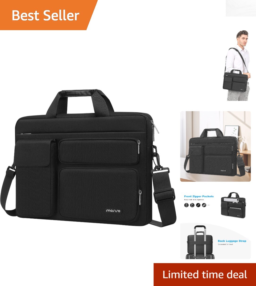 Sleek 15.6 Inch Laptop Shoulder Bag - Stylish Messenger for Professionals