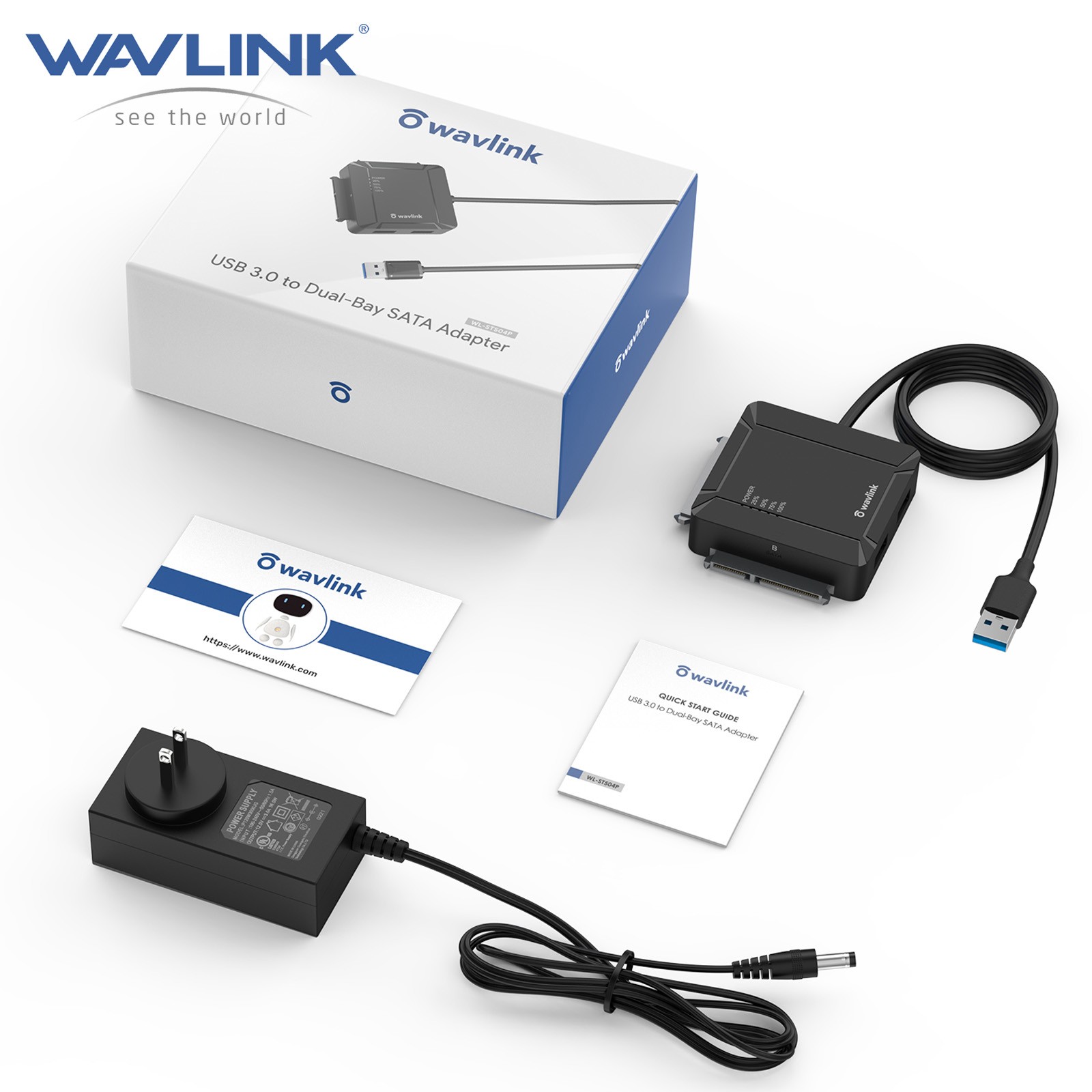 WAVLINK USB 3.0 to SATA Converter 2.5"/3.5" External Hard Drive Adapter Kit