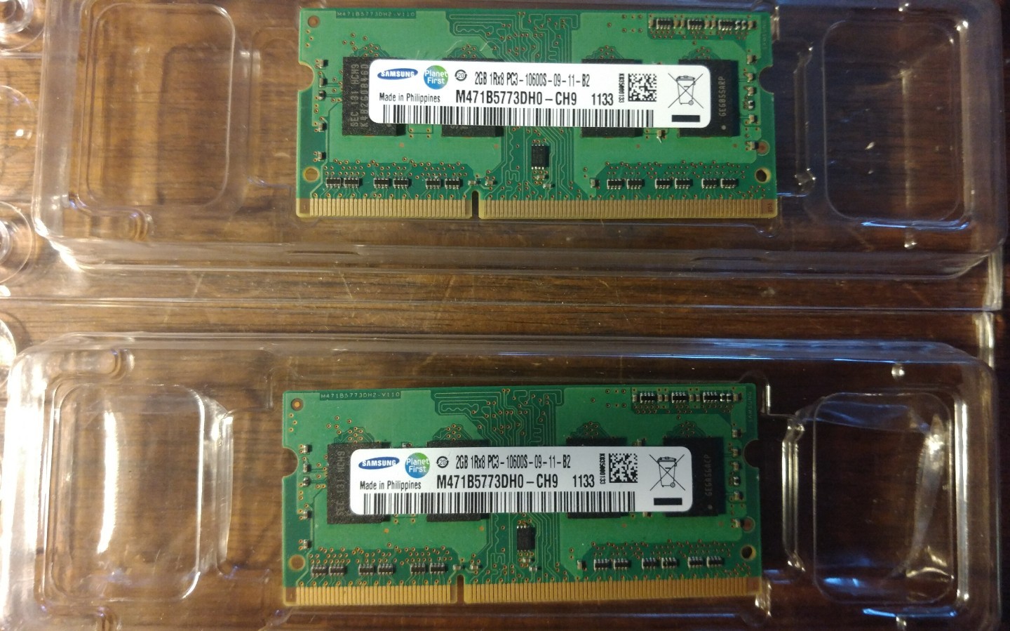 SAMSUNG M471B5773DH0-CH9 2GB 1RX8 PC3-10600S-09-11-B2 MEMORY MODULE 2X2GB