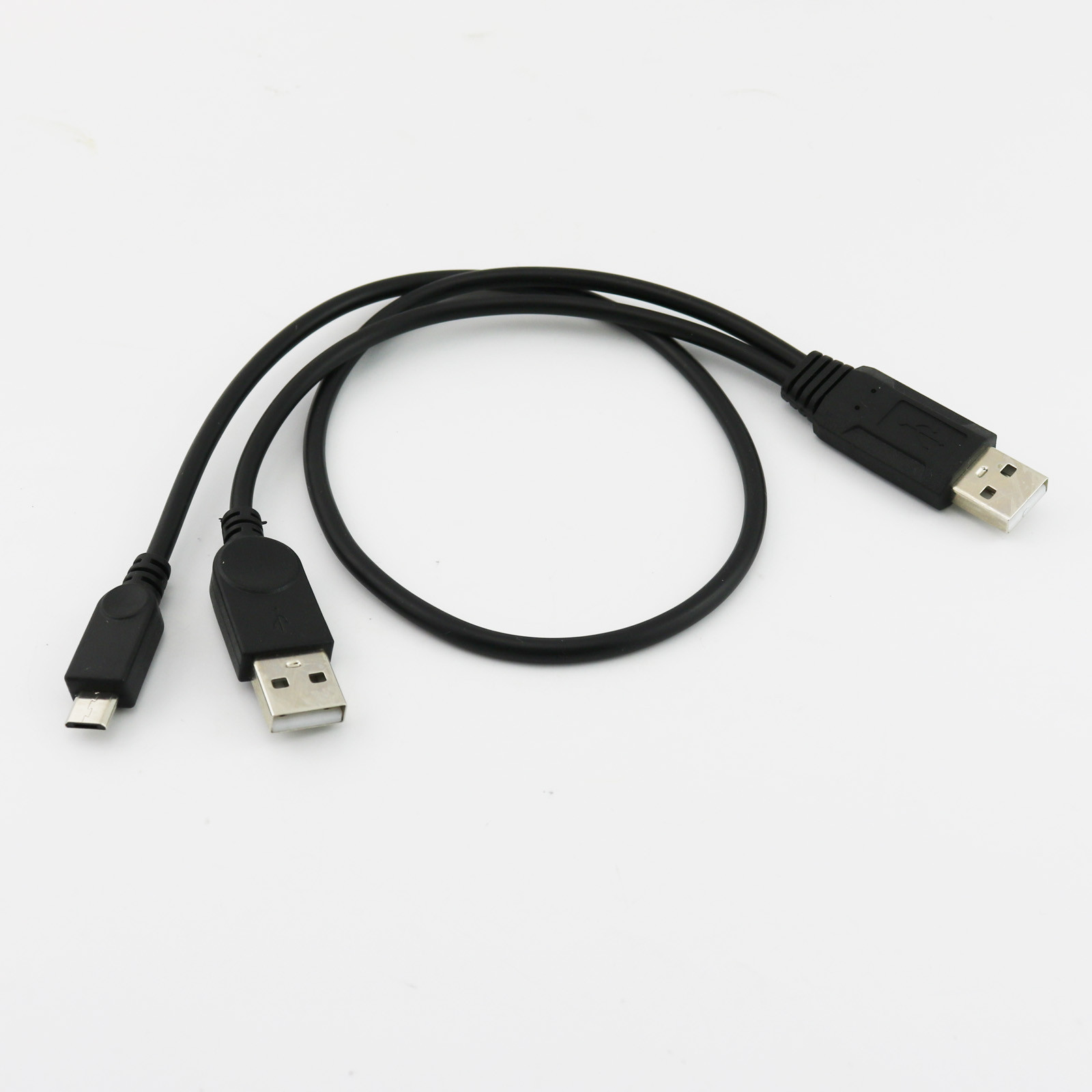 1x Micro USB Male + USB 2.0 Male to USB 2.0 A Male Charging Cable Cord 50+20cm