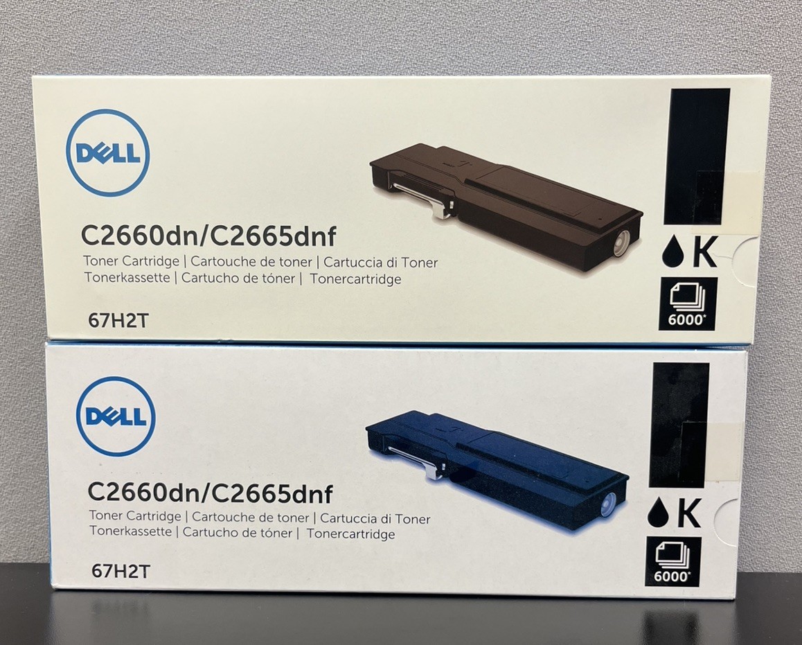 2x Dell 67H2T Black High Yield Toner Cartridges C2660dn, C2665dnf - SEALED OEM