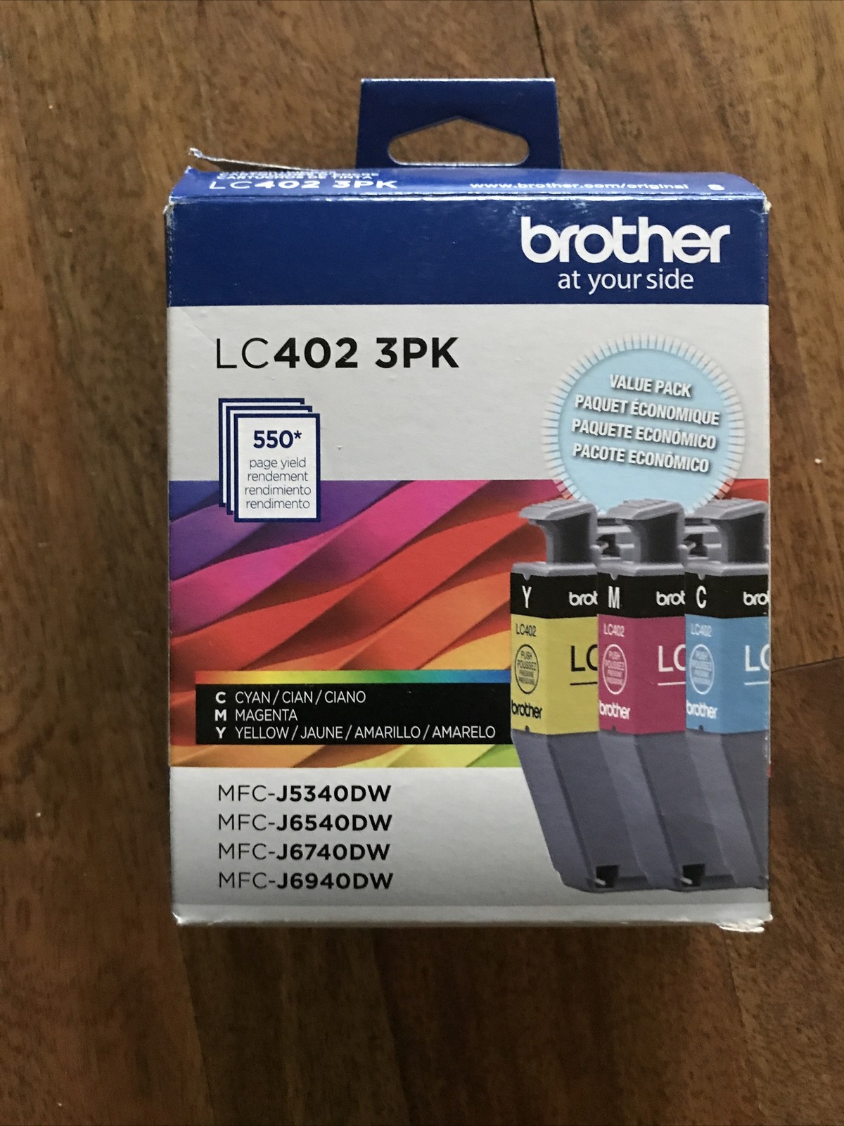 Genuine Brother LC402 Cyan/Magenta/Yellow 3PK Cartridges Open Box EXP 3/27