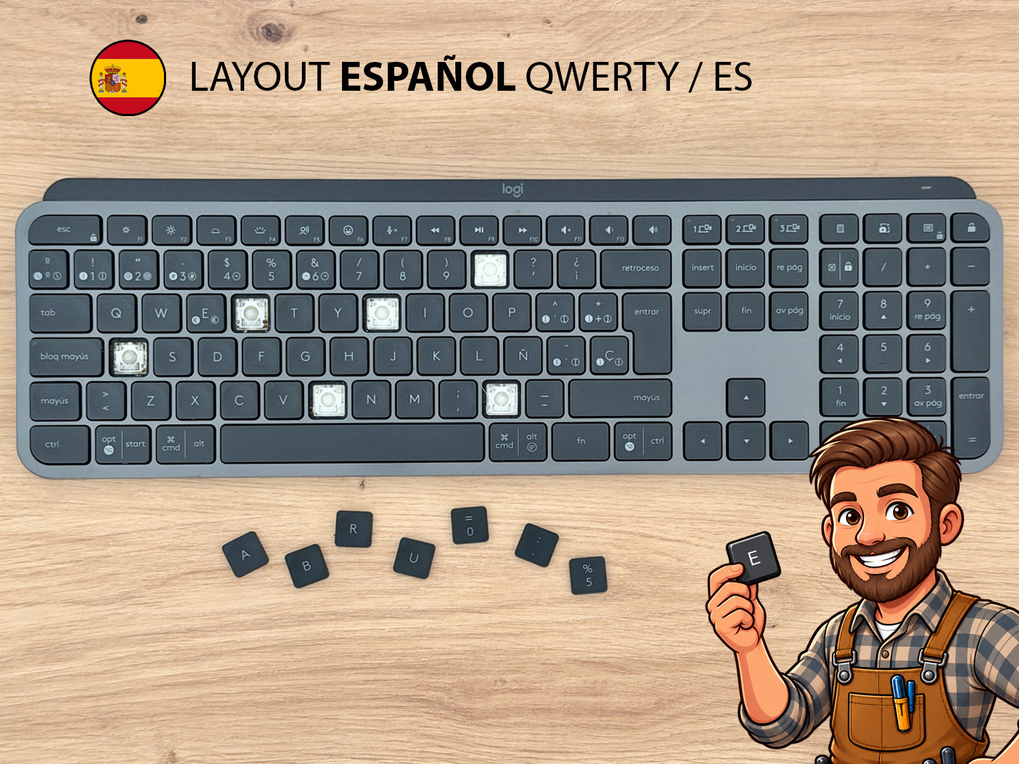 Logitech MX Keys S Grafito ✅ Español ES QWERTY Teclas & Mecanismo | Keycap Hinge