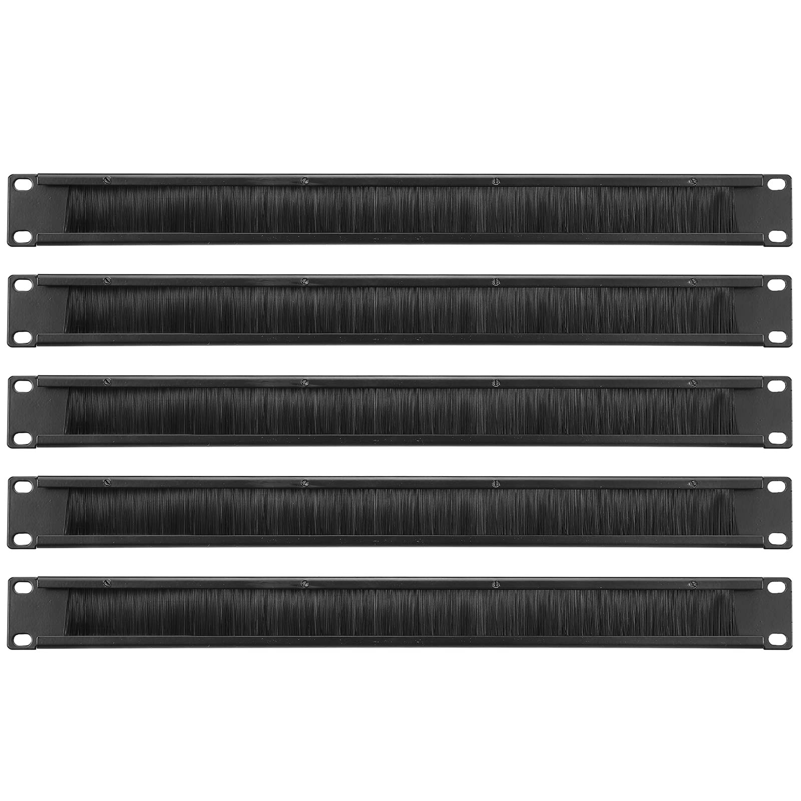 PATIKIL Brush Cable Manager 1U, 19 Inch, 5 Pack Horizontal Rack Mount Black
