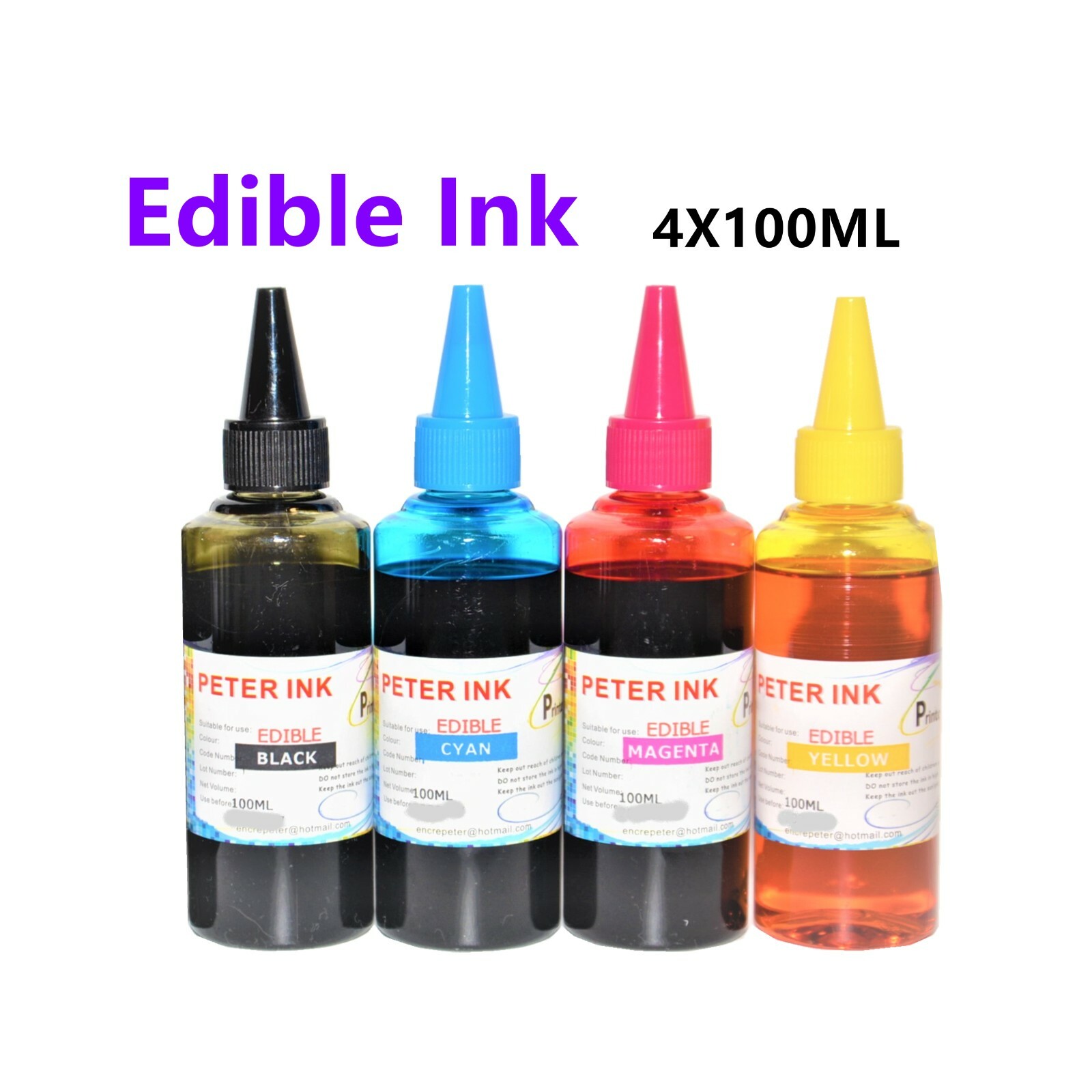 4X100ML Edible Ink for 288 252 220 202 212 802 812 822 cartridge CISS CIS