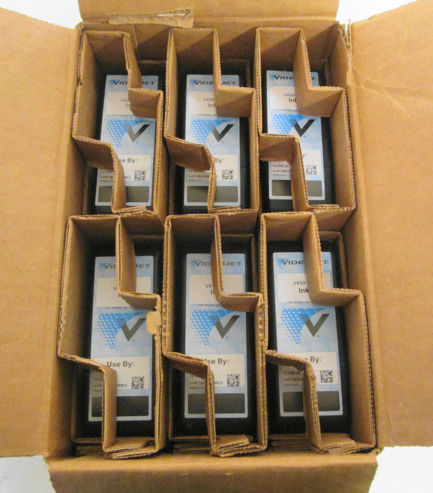 Videojet V410-D Make-Up Black Ink 01-Feb-20 (Lot of 6)