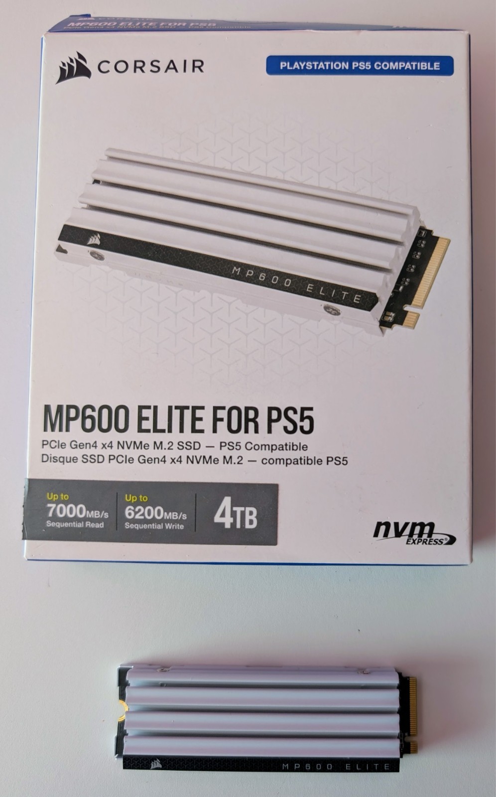 Corsair MP600 Elite 4TB NVMe M.2 SSD PS5 PCIe Gen4 Heatsink Lightly Used