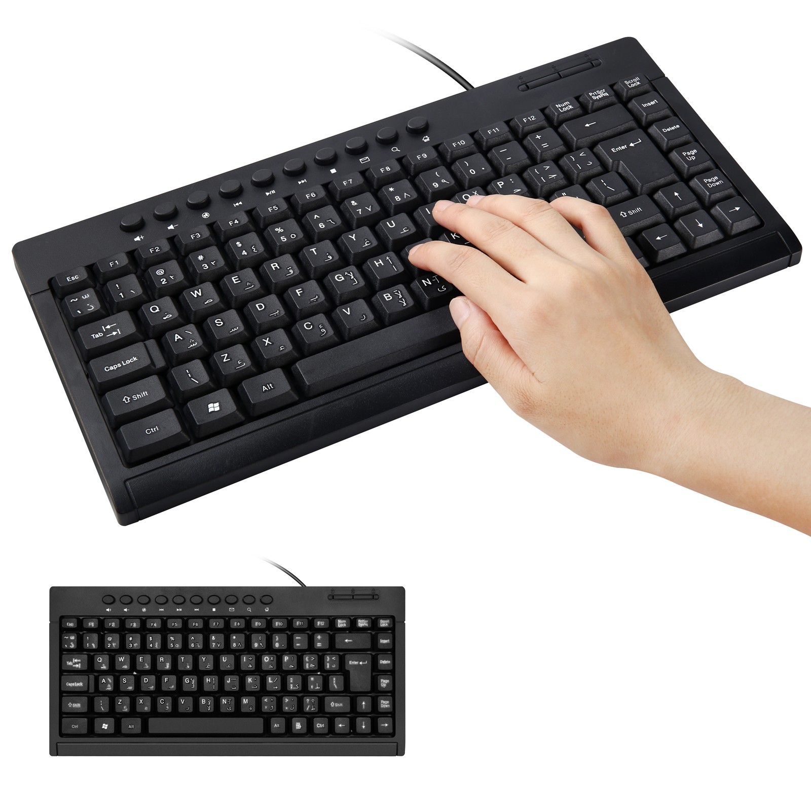 USB Wired Arabic/English Ergonomic 85 Keys Keyboard with Multimedia Keys for PC