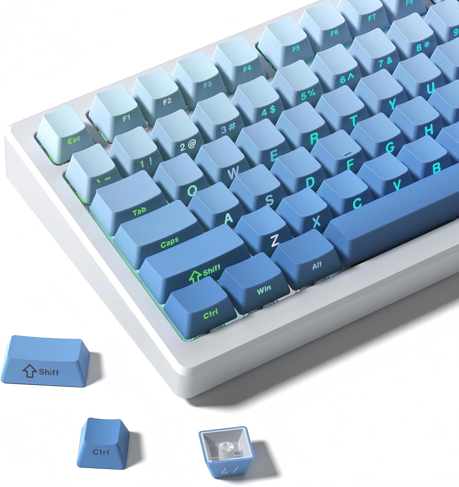 Shine Through keycaps Set,Double Shot PBT keycaps Gradient