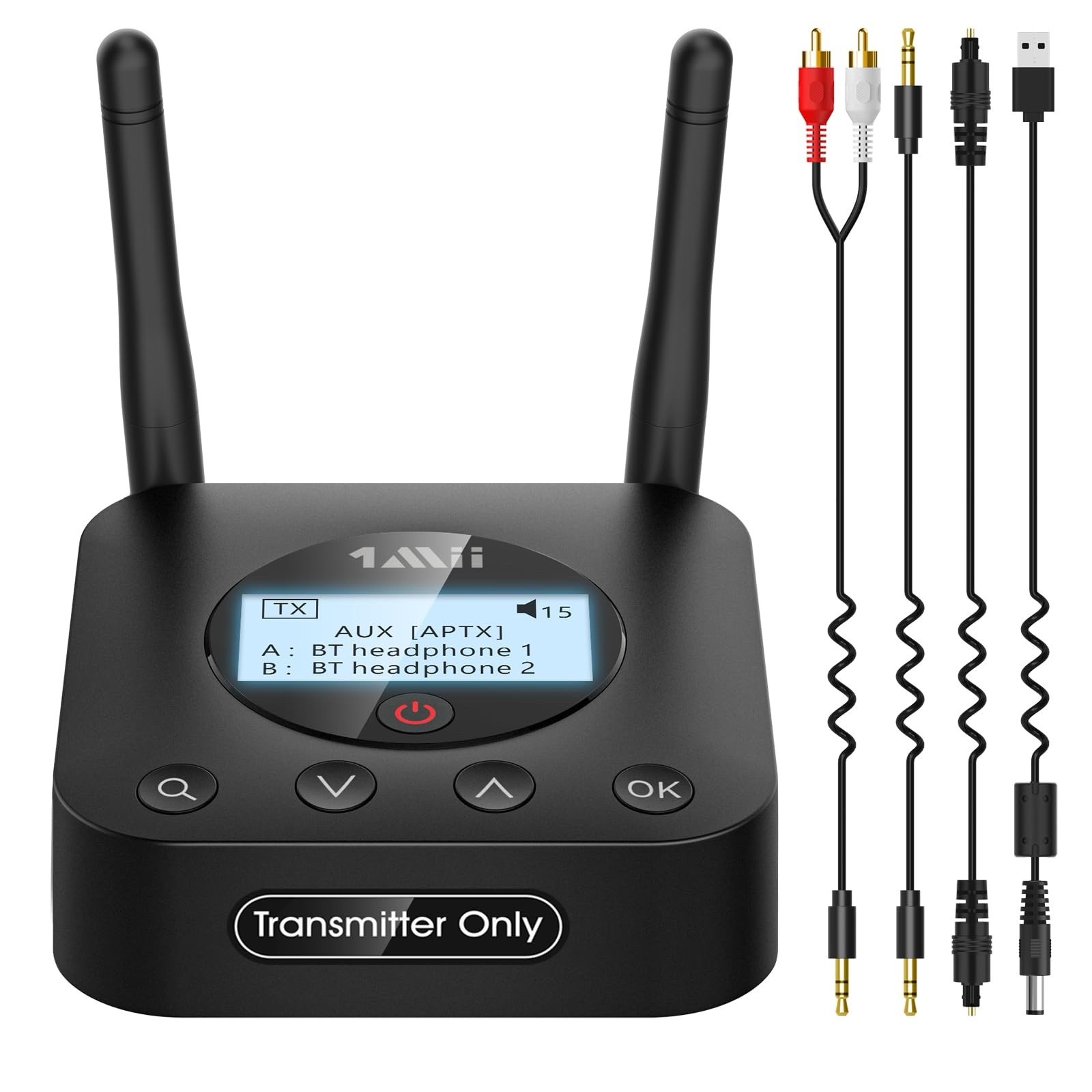 1Mii B06TX+ Bluetooth 5.2 Long Range Transmitter for TV PC Projector aptX LL HD