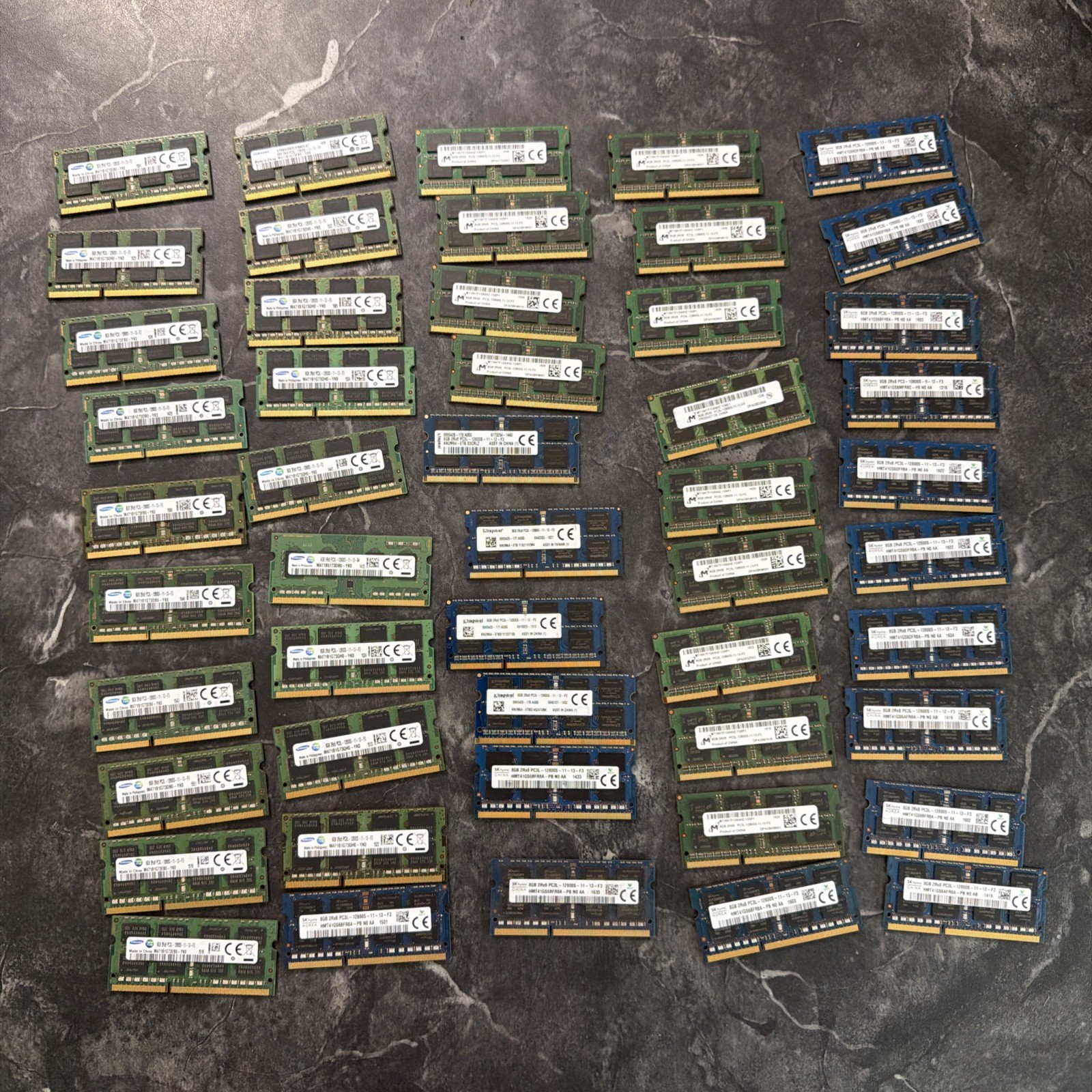 Mixed Lot of 50 8GB 2Rx8 PC3L-12800S PC3 DDR3 Laptop Memory RAM Mixed Brands 