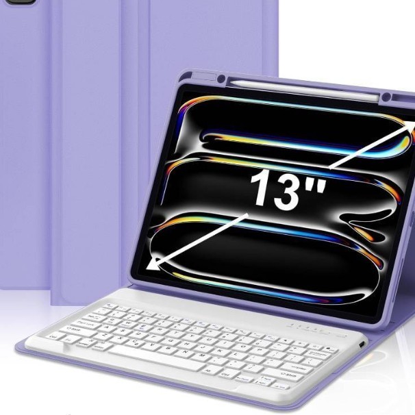 JADEMALL iPad Pro 13in Case Keyboard 2024, Detachable, Purple