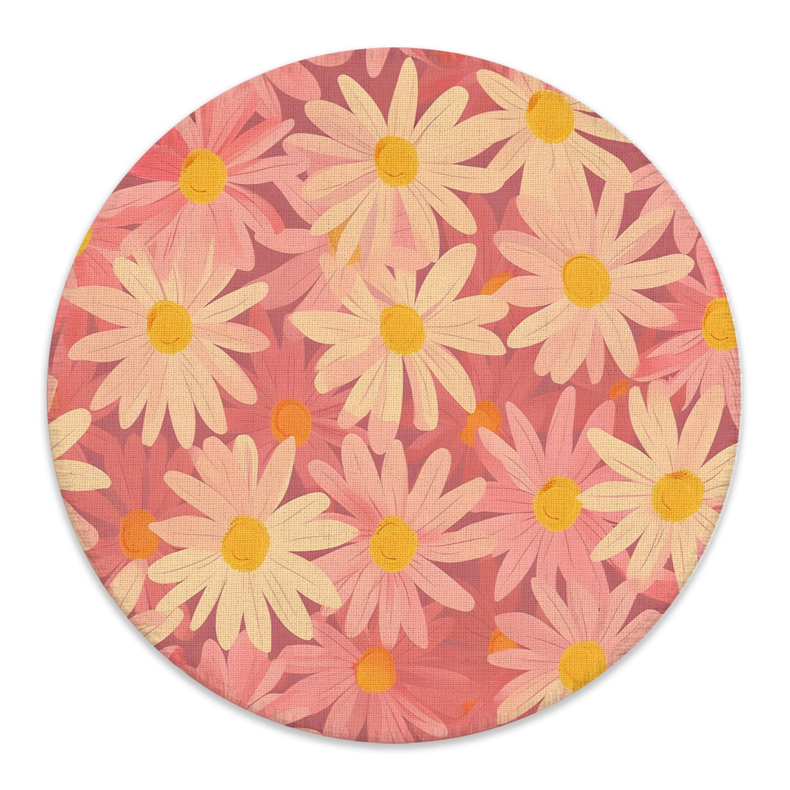 Pink Orange Daisy Floral Mouse Pad Aesthetic Desk Accessories 7.9x7.9 Inch